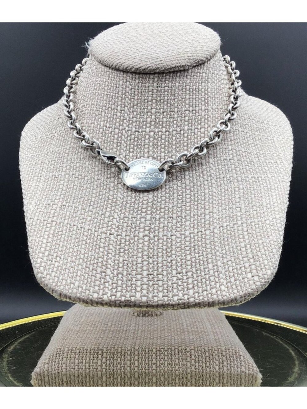 Tiffany & Co Return To Tiffany Oval Tag Choker Necklace Sterling 925 Monogram
